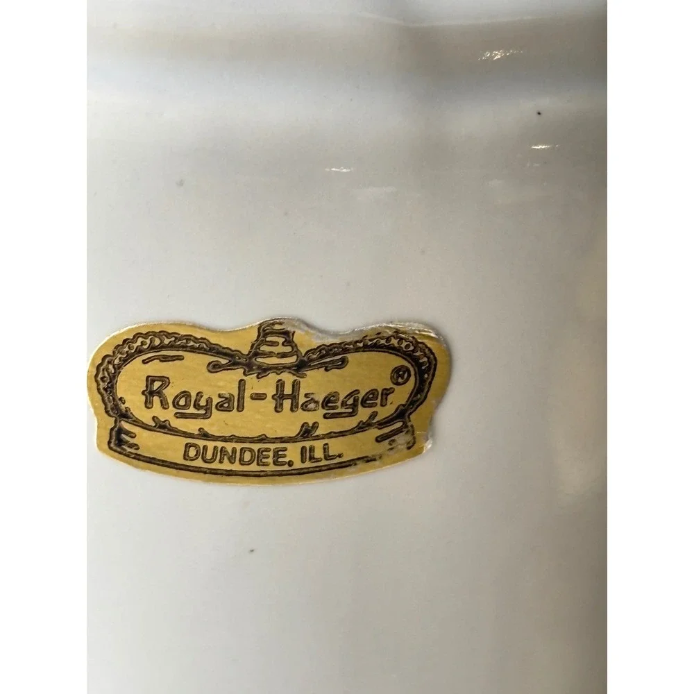Vintage Royal Haeger White Blue Floral Ceramic Pitcher Vase Ewer Dundee IL 12in